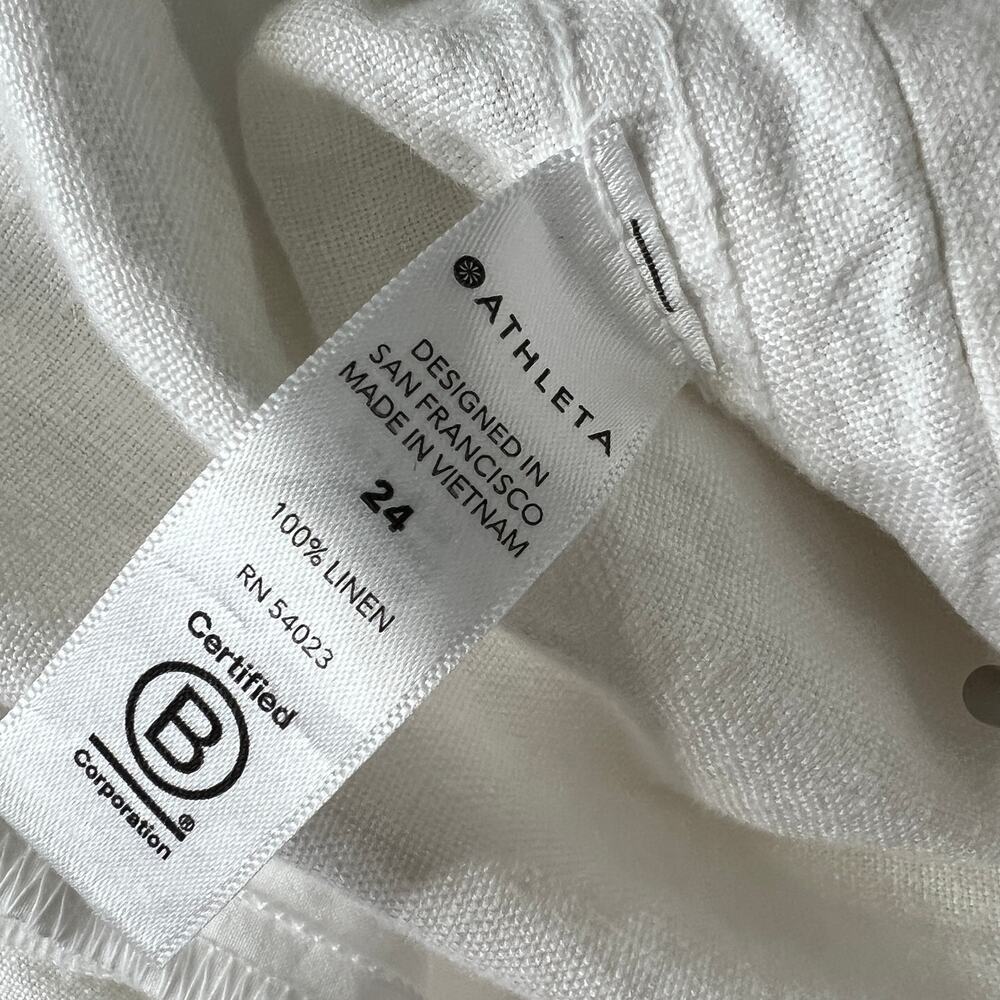 Athleta Cabo Linen Wide Leg Pants White Plus Size 24 Resort - Picture 6 of 11